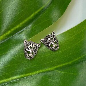 Leopard Stud Earrings, Cheetah Stud Earrings, Statement Animal Earrings, Silver
